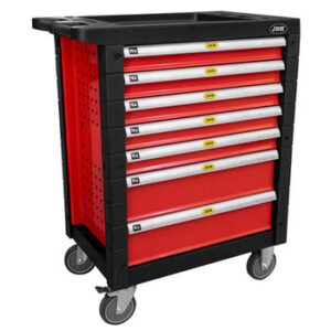 Servante d'atelier en métal rouge 7 tiroirs glissants JBM - Modèle professionnel robuste
