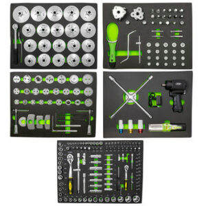 Jeu de 5 auges pour armoire avec outils de remplacement d'huile