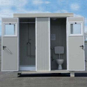 Bloc sanitaire SD1 neuf avec WC, douche et lave-mains de qualité supérieure